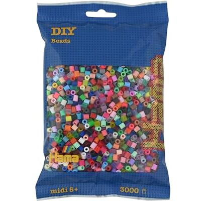 Hama Perlen 201-68 Bügelperlen Beutel mit ca. 3.000 bunten Midi Bastelperlen mit Durchmesser 5 mm im Vollton Mix mit 14 Farben, kreativer Bastelspaß für Groß und Klein Hama Perlen 201-68 Bügelperlen Beutel mit ca. 3.000 bunten Midi Bastelperlen mit Durchmesser 5 mm im Vollton Mix mit 14 Farben, kreativer Bastelspaß für Groß und Klein