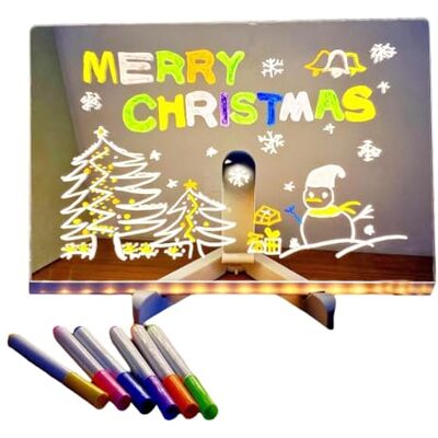 Boddceto Leuchtendes Zeichenbrett Aus Acryl mit LED-Licht, Spielzeug für Kinder, Kratzfest, Verstellbar, Löschbar, für Buchstaben, Nachrichten, Notiztafel, Geburtstagsgeschenk Boddceto Leuchtendes Zeichenbrett Aus Acryl mit LED-Licht, Spielzeug für Kinder, Kratzfest, Verstellbar, Löschbar, für Buchstaben, Nachrichten, Notiztafel, Geburtstagsgeschenk
