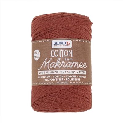 GLOREX 5 1008 32 Makramee Cotton 2 mm, 250 g, Terracotta, Länge 225 m, dreifachgedrehtes Baumwollgarn, 100 % Baumwolle, zum Häkeln, Stricken, Knüpfen und Gestalten GLOREX 5 1008 32 Makramee Cotton 2 mm, 250 g, Terracotta, Länge 225 m, dreifachgedrehtes Baumwollgarn, 100 % Baumwolle, zum Häkeln, Stricken, Knüpfen und Gestalten