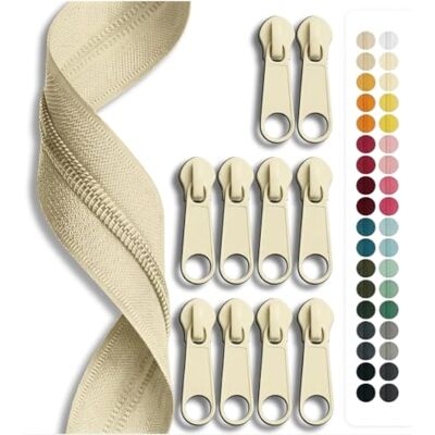 Jajasio Endlosreißverschluss mit zipper 3mm (Nonlock), 5 Meter, Reißverschluss endlos Auswahl aus 40 Farben/Farbe: 52 – creme Jajasio Endlosreißverschluss mit zipper 3mm (Nonlock), 5 Meter, Reißverschluss endlos Auswahl aus 40 Farben/Farbe: 52 – creme