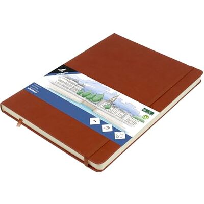 Kangaro Skizzenbuch A4 Cognac PU Hardcover 80 Blatt 140 Gramm cremefarbenes Papier mit Gummiband und Band Kangaro Skizzenbuch A4 Cognac PU Hardcover 80 Blatt 140 Gramm cremefarbenes Papier mit Gummiband und Band