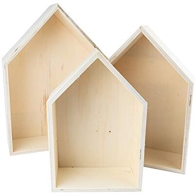 Ideen mit Herz Holzrahmen-Set Haus 3 Stück Holzbox in Hausform Wandregal Regal Wanddekoration zum Basteln und Bemalen 3 verschiedene Größen Höhen: 27,3cm, 23,7cm & 20,5cm Ideen mit Herz Holzrahmen-Set Haus 3 Stück Holzbox in Hausform Wandregal Regal Wanddekoration zum Basteln und Bemalen 3 verschiedene Größen Höhen: 27,3cm, 23,7cm & 20,5cm