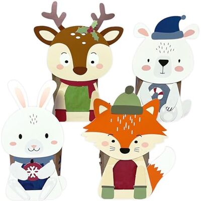 Papierdrachen Windlichter Bastelset Weihnachten für Kinder Hase, Fuchs, Bär, REH Teelichthalter Basteln in Kindergarten & Grundschule Deko 2025 Papierdrachen Windlichter Bastelset Weihnachten für Kinder Hase, Fuchs, Bär, REH Teelichthalter Basteln in Kindergarten & Grundschule Deko 2025