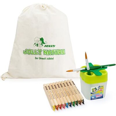JOLLY Kita/Kiga Starter-Paket 20 extra-dicke, wasservermalbare Naturbuntstifte inkl. 2 Pinsel, Aqua-Boxx und Aufbewahrungsbeutel, 1 stück (1er Pack) JOLLY Kita/Kiga Starter-Paket 20 extra-dicke, wasservermalbare Naturbuntstifte inkl. 2 Pinsel, Aqua-Boxx und Aufbewahrungsbeutel, 1 stück (1er Pack)