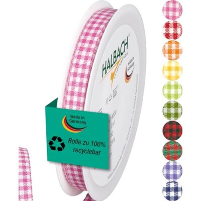 Halbach Vichy-Karo-Geschenkband, 10 mm x 25 m, pink Halbach Vichy-Karo-Geschenkband, 10 mm x 25 m, pink