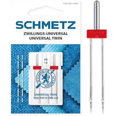 SCHMETZ Zwillings-Universal 4.0/80 2 Nähmaschinennadeln 130/705 H ZWI 4.0 für alle gängigen Haushaltsnähmaschinen mit Zickzack-Funktion SCHMETZ Zwillings-Universal 4.0/80 2 Nähmaschinennadeln 130/705 H ZWI 4.0 für alle gängigen Haushaltsnähmaschinen mit Zickzack-Funktion