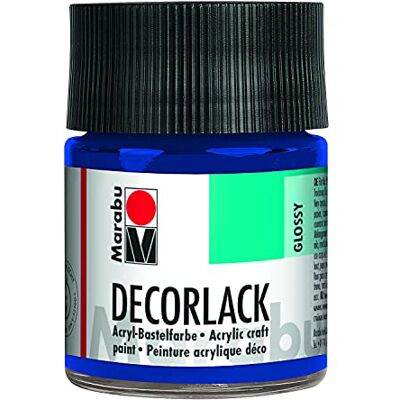 Marabu 11300005052 Decorlack Acryl Mittelblau 052, 50 ml, hochglänzender Acryllack auf Wasserbasis, wetterfest, speichelfest, zum Malen, Schablonieren und für Serviettentechnik Marabu 11300005052 Decorlack Acryl Mittelblau 052, 50 ml, hochglänzender Acryllack auf Wasserbasis, wetterfest, speichelfest, zum Malen, Schablonieren und für Serviettentechnik