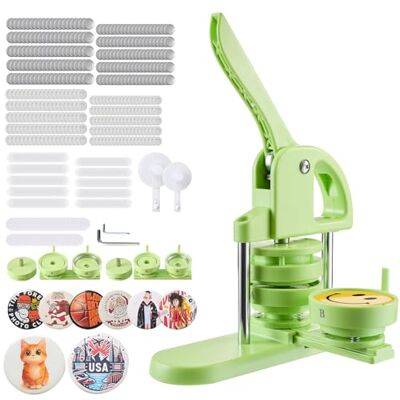 VEVOR Buttonmaschine Knopfmachermaschine Badge Punch Press rund, Pinmaker mit 100 Knopfteilen & Kreisschneider & verstärkter ergonomischer Griff, DIY Badge Press Machine Button Maker (Grün(58/75 mm)) VEVOR Buttonmaschine Knopfmachermaschine Badge Punch Press rund, Pinmaker mit 100 Knopfteilen & Kreisschneider & verstärkter ergonomischer Griff, DIY Badge Press Machine Button Maker (Grün(58/75 mm))