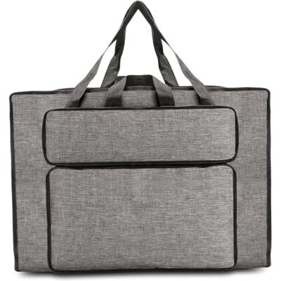 PithCogent Kunsttasche mit mehreren Fächern, wasserabweisende Basteltasche aus Oxford-Stoff mit Griff für Kunstbedarf, Grau PithCogent Kunsttasche mit mehreren Fächern, wasserabweisende Basteltasche aus Oxford-Stoff mit Griff für Kunstbedarf, Grau