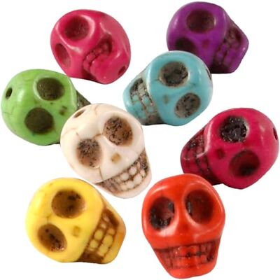 Verschiedene Howlite - Totenkopfperlen - 12mm Durchmesser - 32 Stück Verschiedene Howlite - Totenkopfperlen - 12mm Durchmesser - 32 Stück