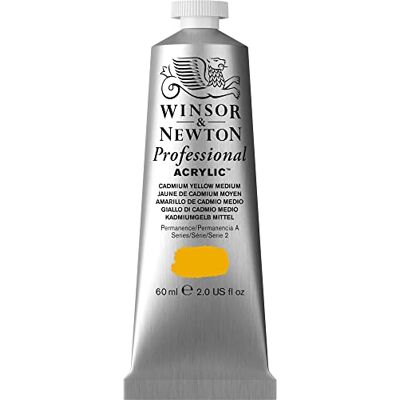 Winsor & Newton 8840463 Professional Acrylfarbe in Künstlerqualität, hohe Farbbrillanz & Deckkraft, Archivqualität, 60ml Tube Kadmiumgelb Mittel Winsor & Newton 8840463 Professional Acrylfarbe in Künstlerqualität, hohe Farbbrillanz & Deckkraft, Archivqualität, 60ml Tube Kadmiumgelb Mittel