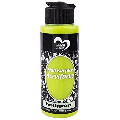 Ideen mit Herz Acrylfarbe Multisurface Allzweckfarbe zum Bemalen von Holz, Polyester, Keramik, Porzellan, Terracotta, Styropor, Stoff, Leder Universalfarbe auf Wasserbasis 120ml (hellgrün) Ideen mit Herz Acrylfarbe Multisurface Allzweckfarbe zum Bemalen von Holz, Polyester, Keramik, Porzellan, Terracotta, Styropor, Stoff, Leder Universalfarbe auf Wasserbasis 120ml (hellgrün)