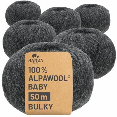 Hansa 100% Baby Alpakawolle in 50+ Farben (kratzfrei) 300g Set (6 x 50g) weiche Alpaka Wolle zum Stricken & Häkeln in 6 Garnstärken by Anthrazit (Schwarz-Grau) Hansa 100% Baby Alpakawolle in 50+ Farben (kratzfrei) 300g Set (6 x 50g) weiche Alpaka Wolle zum Stricken & Häkeln in 6 Garnstärken by Anthrazit (Schwarz-Grau)