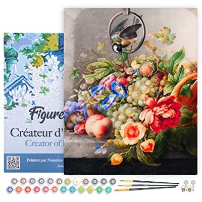 ART Malen Nach Zahlen Erwachsene Mit Rahmen Blumen und Obst Herman Henstenburgh Paint by Numbers Basteln DIY Bastelset 40x50cm Leinwand gespannt auf Holzrahmen ART Malen Nach Zahlen Erwachsene Mit Rahmen Blumen und Obst Herman Henstenburgh Paint by Numbers Basteln DIY Bastelset 40x50cm Leinwand gespannt auf Holzrahmen