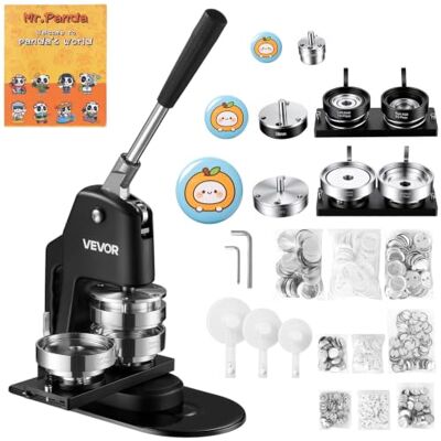VEVOR Buttonmaschine 32/58/75 mm 3-in-1, Badgemaker mit 300 Buttonteilen Kreisschneider, Zauberbuch Ergonomischem Griff für DIY-Anstecker Pins Kühlschrankmagnete & Schlüsselanhänger VEVOR Buttonmaschine 32/58/75 mm 3-in-1, Badgemaker mit 300 Buttonteilen Kreisschneider, Zauberbuch Ergonomischem Griff für DIY-Anstecker Pins Kühlschrankmagnete & Schlüsselanhänger