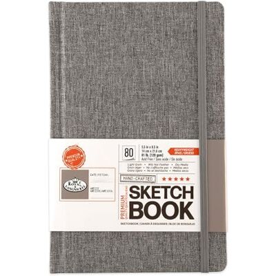 Royal & Langnickel Skizzenbuch, 14 x 21,6 cm, grau, Stoff, gebunden Royal & Langnickel Skizzenbuch, 14 x 21,6 cm, grau, Stoff, gebunden
