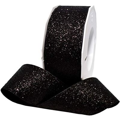Morex 98509/25-613 Princess Glitter Band, Metall, schwarz, 1.5" x 25 Yd, 7 Meter Morex 98509/25-613 Princess Glitter Band, Metall, schwarz, 1.5" x 25 Yd, 7 Meter