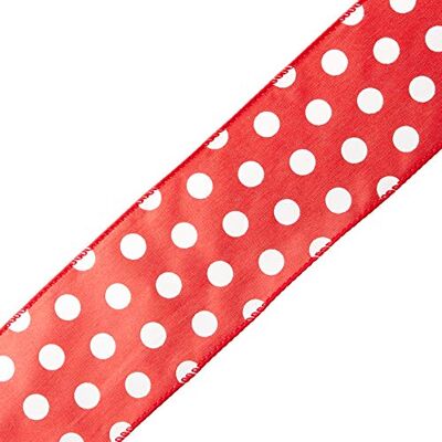 Morex 7420.60/50–609 Französischer Wired Holiday Dots Polyester, 2 1/5,1 cm/50 YD, rot/weiß Morex 7420.60/50–609 Französischer Wired Holiday Dots Polyester, 2 1/5,1 cm/50 YD, rot/weiß