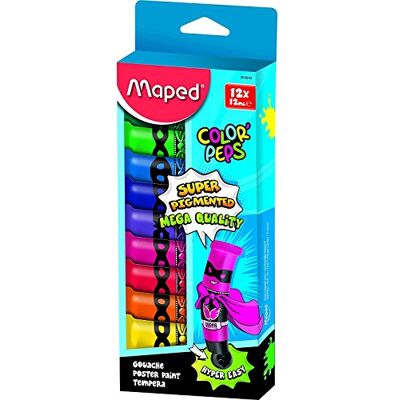 Maped 810510 Gouachefarbe COLOR'PEPS, in Tube, 12er Kartonetui Maped 810510 Gouachefarbe COLOR'PEPS, in Tube, 12er Kartonetui