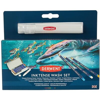 Derwent Inktense Wash Set, 8 wasserlösliche Aquarellstifte, Metallbox mit Spritzer, Wasserpinsel & Pinsel, zum Zeichnen, Kolorieren oder Malen auf Papier & Stoff, professionelle Qualität (2302584) Derwent Inktense Wash Set, 8 wasserlösliche Aquarellstifte, Metallbox mit Spritzer, Wasserpinsel & Pinsel, zum Zeichnen, Kolorieren oder Malen auf Papier & Stoff, professionelle Qualität (2302584)