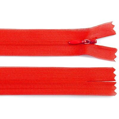 Schnoschi 20 Stück 60 cm Langer Spiralreißverschluss, nahtverdeckt, Nicht teilbar, rot, 3mm Laufschiene, Reißverschluss Schnoschi 20 Stück 60 cm Langer Spiralreißverschluss, nahtverdeckt, Nicht teilbar, rot, 3mm Laufschiene, Reißverschluss