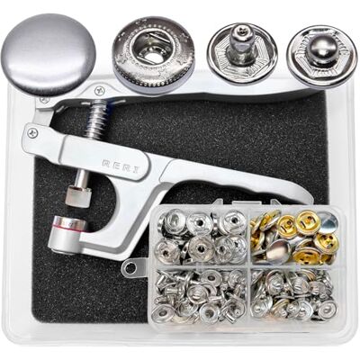 RERI 40 Stück Druckknöpfe mit Zange Ø 15 mm Silber für Lederjacken Handtaschen Geldbeutel RERI 40 Stück Druckknöpfe mit Zange Ø 15 mm Silber für Lederjacken Handtaschen Geldbeutel
