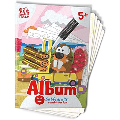Sabbiarelli – Album Tiere am Steuer Klebebögen für Sand Art Enthält 5 Klebemotive A5 100% Made in Italy Kreativer Bastelspaß Kinder 5-12 Jahre FARBSAND NICHT ENTHALTEN Sabbiarelli – Album Tiere am Steuer Klebebögen für Sand Art Enthält 5 Klebemotive A5 100% Made in Italy Kreativer Bastelspaß Kinder 5-12 Jahre FARBSAND NICHT ENTHALTEN