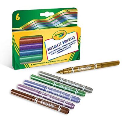 CRAYOLA Metallic-Filzstifte, 6 Stück, für kreative Projekte zu Hause und in der Schule, 58-8828 CRAYOLA Metallic-Filzstifte, 6 Stück, für kreative Projekte zu Hause und in der Schule, 58-8828
