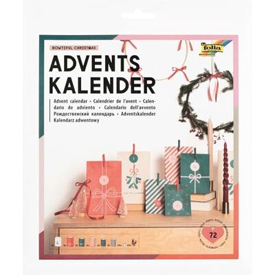 folia 9399 Adventskalender BOWTIFUL CHRISTMAS, 72-teiliges DIY Bastelset aus 24 Papiertüten mit Weihnachtsmotiven in 3 Größen, 24 Holzklammern in Rot und Grün & 24 Stickern folia 9399 Adventskalender BOWTIFUL CHRISTMAS, 72-teiliges DIY Bastelset aus 24 Papiertüten mit Weihnachtsmotiven in 3 Größen, 24 Holzklammern in Rot und Grün & 24 Stickern