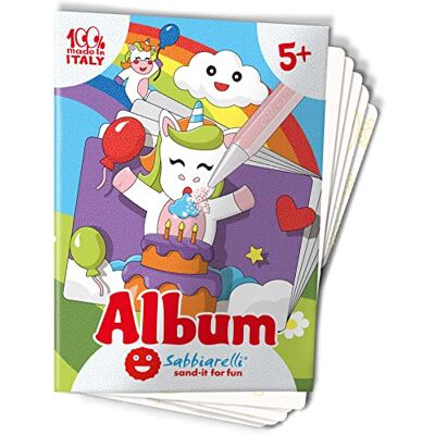 Sabbiarelli – Album Die Einhörner Klebebögen für Sand Art Enthält 5 Klebemotive A5 100% Made in Italy Kreativer Bastelspaß Kinder 5-12 Jahre FARBSAND NICHT ENTHALTEN Sabbiarelli – Album Die Einhörner Klebebögen für Sand Art Enthält 5 Klebemotive A5 100% Made in Italy Kreativer Bastelspaß Kinder 5-12 Jahre FARBSAND NICHT ENTHALTEN