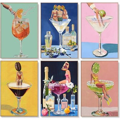 ART 6 Stück Malen nach Zahlen Erwachsene, Lustig Cocktail Getränk, 20x30 cm 6er Pack Malen nach Zahlen Leinwand für Anfänger, DIY Acryl Paint by Numbers for adults, für Home Décor, Ohne Rahmen ART 6 Stück Malen nach Zahlen Erwachsene, Lustig Cocktail Getränk, 20x30 cm 6er Pack Malen nach Zahlen Leinwand für Anfänger, DIY Acryl Paint by Numbers for adults, für Home Décor, Ohne Rahmen