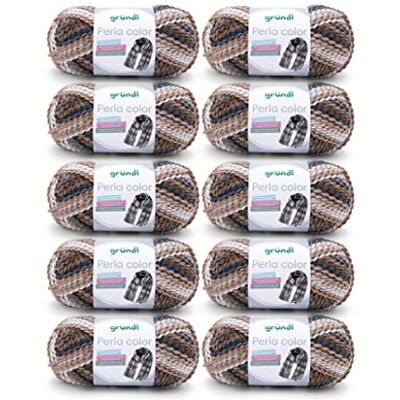 Gründl Wolle Perla color 10 x 100 g, schiefergrau-karamell-weiß-multicolor Gründl Wolle Perla color 10 x 100 g, schiefergrau-karamell-weiß-multicolor