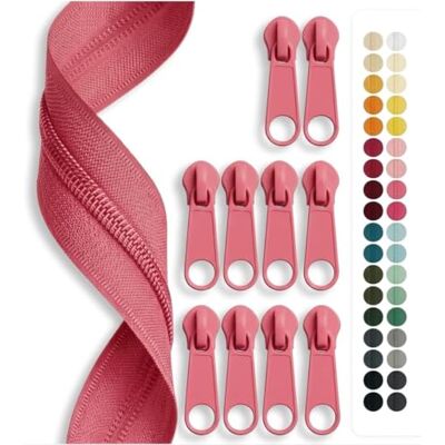 Jajasio Endlosreißverschluss mit zipper 3mm (Nonlock), 5 Meter, Reißverschluss endlos Auswahl aus 40 Farben/Farbe: 63 – pink Jajasio Endlosreißverschluss mit zipper 3mm (Nonlock), 5 Meter, Reißverschluss endlos Auswahl aus 40 Farben/Farbe: 63 – pink