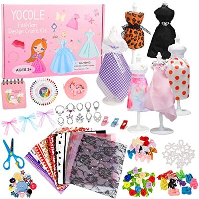 YOCOLE 300+ Modedesign Bastelset Kinder, Fashion Design Basteln Nähset Set, DIY-Art-Kit mit Sketchbook Stoffschere Mannequin, Geburtstag Geschenke Kunsthandwerk für Mädchen 8 9 10 11 12 Jahre YOCOLE 300+ Modedesign Bastelset Kinder, Fashion Design Basteln Nähset Set, DIY-Art-Kit mit Sketchbook Stoffschere Mannequin, Geburtstag Geschenke Kunsthandwerk für Mädchen 8 9 10 11 12 Jahre