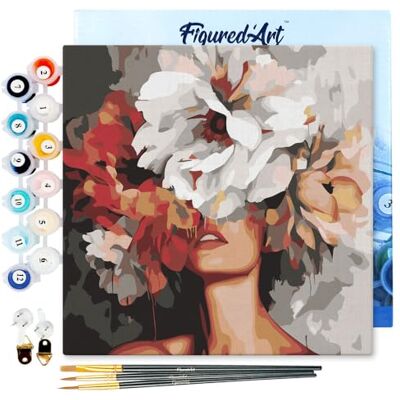 ART Mini Malen Nach Zahlen Erwachsene Mit Rahmen 20x20cm Kleines Format Schönheit hinter Blumen Paint by Numbers Basteln DIY Bastelset Leinwand gespannt auf Holzrahmen ART Mini Malen Nach Zahlen Erwachsene Mit Rahmen 20x20cm Kleines Format Schönheit hinter Blumen Paint by Numbers Basteln DIY Bastelset Leinwand gespannt auf Holzrahmen
