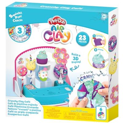 Play-Doh Air Clay, Crunchy Clay Cafe – sensorisch und lehrreich – 3D-Display – 6 Farben – 23 Stück Play-Doh Air Clay, Crunchy Clay Cafe – sensorisch und lehrreich – 3D-Display – 6 Farben – 23 Stück