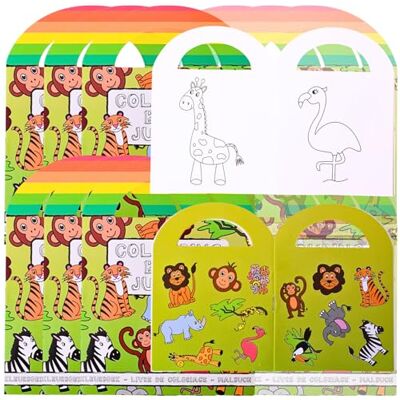 TE-Trend 12 Stück Zoo Mini Malblock Dschungel Malbuch Kinder Set mit je 15 Sticker als Mitgebsel oder Mitbringsel bestens geeignet. TE-Trend 12 Stück Zoo Mini Malblock Dschungel Malbuch Kinder Set mit je 15 Sticker als Mitgebsel oder Mitbringsel bestens geeignet.