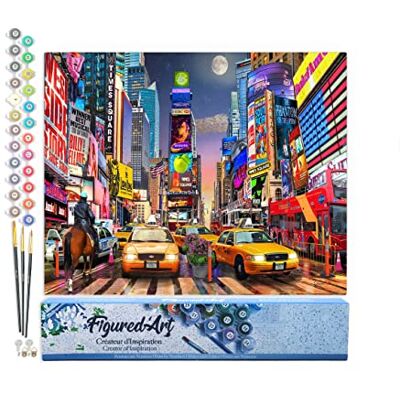 ART Malen Nach Zahlen Erwachsene Timesquare Paint by Numbers Basteln DIY Bastelset 40x50cm ohne Holzrahmen ART Malen Nach Zahlen Erwachsene Timesquare Paint by Numbers Basteln DIY Bastelset 40x50cm ohne Holzrahmen