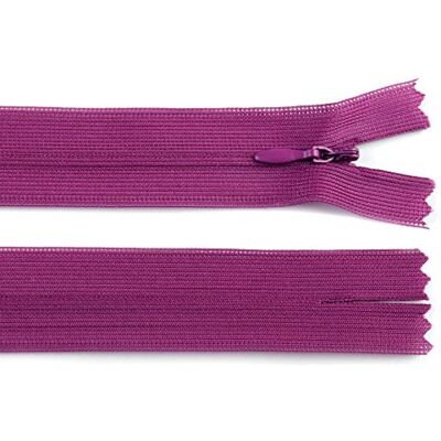 Schnoschi 50 Stück 60 cm Langer Spiralreißverschluss, nahtverdeckt, Nicht teilbar, violett, 3mm Laufschiene, Reißverschluss Schnoschi 50 Stück 60 cm Langer Spiralreißverschluss, nahtverdeckt, Nicht teilbar, violett, 3mm Laufschiene, Reißverschluss
