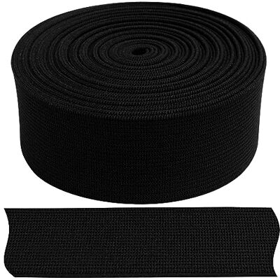 AERZETIX C67397 Flaches elastisches Band/Gurtband 5 m kalandriert/weich Breite 35 mm Polyester + Latex Farbe schwarz AERZETIX C67397 Flaches elastisches Band/Gurtband 5 m kalandriert/weich Breite 35 mm Polyester + Latex Farbe schwarz