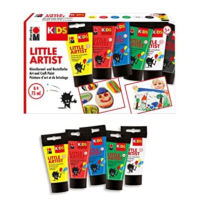 Marabu KiDS Little Artist, 6 x 75 ml Künstlermal- und Bastelfarbe für Kinder ab 3 Jahren, Kindermalfarbe auf Wasserbasis, auswaschbar, vegan, glutenfrei, Made in Germany, 0305000000001 Marabu KiDS Little Artist, 6 x 75 ml Künstlermal- und Bastelfarbe für Kinder ab 3 Jahren, Kindermalfarbe auf Wasserbasis, auswaschbar, vegan, glutenfrei, Made in Germany, 0305000000001