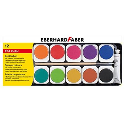 Eberhard Faber 578112 Deckfarbkasten aus Kunststoff, 12er, Mehrfarbig Eberhard Faber 578112 Deckfarbkasten aus Kunststoff, 12er, Mehrfarbig