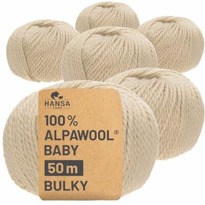 Hansa 100% Baby Alpakawolle in 50+ Farben (kratzfrei) 300g Set (6 x 50g) weiche Alpaka Wolle zum Stricken & Häkeln in 6 Garnstärken by Beige (Hell-Braun) Hansa 100% Baby Alpakawolle in 50+ Farben (kratzfrei) 300g Set (6 x 50g) weiche Alpaka Wolle zum Stricken & Häkeln in 6 Garnstärken by Beige (Hell-Braun)