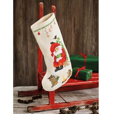 Permin Weihnachtsstrumpf - Naturstoff mit Kreuzstich - 27x44 cm - Weihnachtssocke Permin Weihnachtsstrumpf - Naturstoff mit Kreuzstich - 27x44 cm - Weihnachtssocke