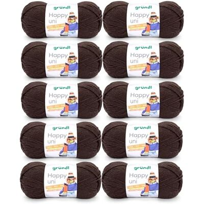 Gründl Wolle Happy uni Garn zum Stricken 10 Knäuel 100 g, schokobraun Garn zum Häkeln Strickgarn Häkelgarn Weich und hautfreundlich 100 % Polyacryl 100 g / 250 m Nadelstärke 4 5 Gründl Wolle Happy uni Garn zum Stricken 10 Knäuel 100 g, schokobraun Garn zum Häkeln Strickgarn Häkelgarn Weich und hautfreundlich 100 % Polyacryl 100 g / 250 m Nadelstärke 4 5