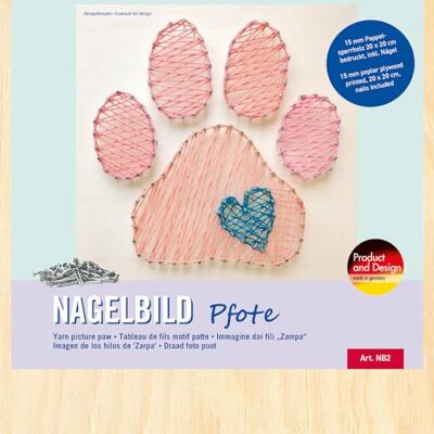 Pebaro NB2 Nagelbild Kreativ Set, Bastelset, Fadenbild, Fadenspannbild, String Art, mit vorgedrucktem Motiv Pfote, Hund, inkl. Nägel, Basteln mit Holz, kreative Geschenkidee, Dekoartikel, 20 x 20 cm Pebaro NB2 Nagelbild Kreativ Set, Bastelset, Fadenbild, Fadenspannbild, String Art, mit vorgedrucktem Motiv Pfote, Hund, inkl. Nägel, Basteln mit Holz, kreative Geschenkidee, Dekoartikel, 20 x 20 cm