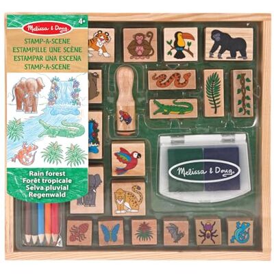 Melissa & Doug Stamp-a-Scene – Regenwald Stempelset, mit Holzstempeln, Stempelkissen und Buntstiften für kreative Bilder, für Kinder ab 4 Jahren Melissa & Doug Stamp-a-Scene – Regenwald Stempelset, mit Holzstempeln, Stempelkissen und Buntstiften für kreative Bilder, für Kinder ab 4 Jahren