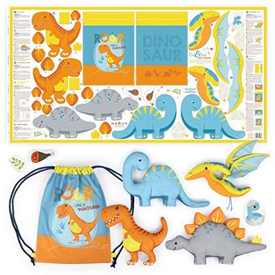 kullaloo Cut & Sew Stoff Paneel auf Baumwolle – Bunte Nähprojekte zum selber machen, mit T-Rex, Langhalsdino und Flugsaurier – Öko-Tex 100 zertifiziert – DINO FRIENDS kullaloo Cut & Sew Stoff Paneel auf Baumwolle – Bunte Nähprojekte zum selber machen, mit T-Rex, Langhalsdino und Flugsaurier – Öko-Tex 100 zertifiziert – DINO FRIENDS