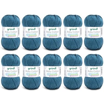 Gründl Baby Cotton Wolle zum Stricken und Häkeln, Babywolle aus 50% Baumwolle, 50% Polyacryl, strapazierfähig und pflegeleicht, 50 g / 140 m, Nadelstärke: 3,5-4,5, 10 x 50 g), petrol Gründl Baby Cotton Wolle zum Stricken und Häkeln, Babywolle aus 50% Baumwolle, 50% Polyacryl, strapazierfähig und pflegeleicht, 50 g / 140 m, Nadelstärke: 3,5-4,5, 10 x 50 g), petrol