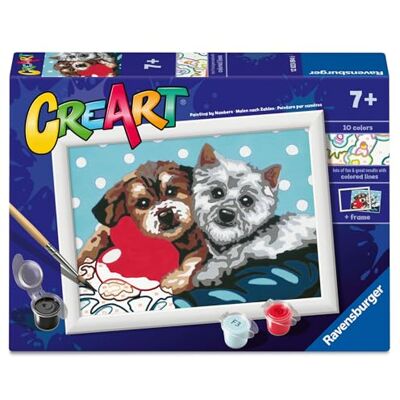 Ravensburger CreArt: Vierbeinige Freunde — Malen mit Zahlen für Kinder ab 7 Jahren, Malset mit Brettern, Rahmen, Pinsel und Farben im Lieferumfang enthalten, 14 x 19 cm, Geschenkideen Ravensburger CreArt: Vierbeinige Freunde — Malen mit Zahlen für Kinder ab 7 Jahren, Malset mit Brettern, Rahmen, Pinsel und Farben im Lieferumfang enthalten, 14 x 19 cm, Geschenkideen